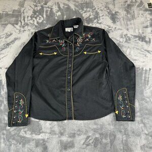 VTG Panhandle Slim Snap Button Embroidered Multi Colored Western Shirt Womens L